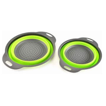 HOME & MARKER® Silikonsko sklopivo cjedilo za voće i povrće, prijenosno, set od 2 komada, zeleno | FOLDRAIN