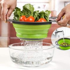 HOME & MARKER® Silikonsko sklopivo cjedilo za voće i povrće, prijenosno, set od 2 komada, zeleno | FOLDRAIN