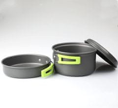 HOME & MARKER® Kuharski set za kampiranje, kompletn pribor (1 lonac, 1 tava, 2 poklopca, 1 kotlić) | COOKLAPSO