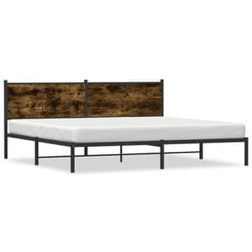 Vidaxl Metalni okvir kreveta bez madraca dimljeni hrast 193x203 cm