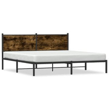 Vidaxl Metalni okvir kreveta bez madraca dimljeni hrast 180x200 cm