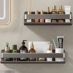 HOME & MARKER® Višenamjenska metalna zidna polica za kupaonicu i kuhinju, otporna na vlagu, bez bušenja (40x8x10 cm) | SHELVIST