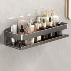 HOME & MARKER® Višenamjenska metalna zidna polica za kupaonicu i kuhinju, otporna na vlagu, bez bušenja (40x8x10 cm) | SHELVIST