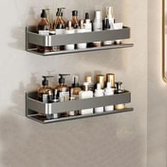 HOME & MARKER® Višenamjenska metalna zidna polica za kupaonicu i kuhinju, otporna na vlagu, bez bušenja (40x8x10 cm) | SHELVIST