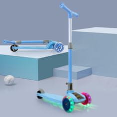 JOJOY® Dječji skuter romobil s LED svjetlima, stabilan i siguran trotinet na tri kotača za djecu od 3 godine | FLASHRIDE, plava