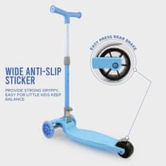 JOJOY® Dječji skuter romobil s LED svjetlima, stabilan i siguran trotinet na tri kotača za djecu od 3 godine | FLASHRIDE, plava