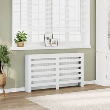 Vidaxl Poklopac za radijator, bijeli, 149x20x82 cm, materijal na bazi drva