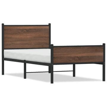 Vidaxl Metalni okvir kreveta bez madraca, smeđi hrast, 80x200 cm