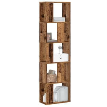 Vidaxl Polica za knjige s 5 razina, antikno drvo, 45x23,5x162,5 cm