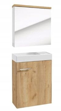 Deftrans Set kupaonskog ormarića s umivaonikom 50x70 + ormarić s ogledalom 50x60, Verona craft hrast