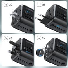 Choetech putni adapter + USB TypeC TypeA PD 35W punjač EU SAD UK AU PD5008