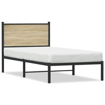 Vidaxl Metalni okvir kreveta, bez madraca, hrast Sonoma, 75x190 cm