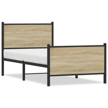 Vidaxl Metalni okvir kreveta, bez madraca, hrast Sonoma, 90x190 cm