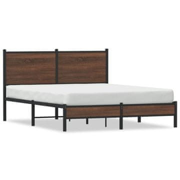 Vidaxl Metalni okvir kreveta bez madraca, smeđi hrast 137x190 cm
