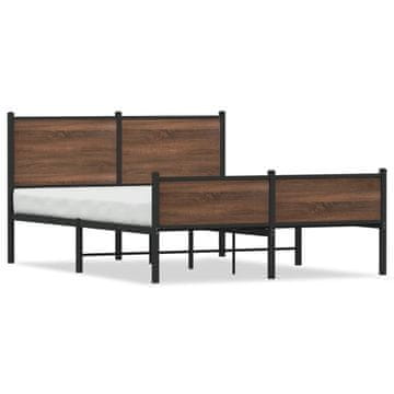 Vidaxl Metalni okvir kreveta bez madraca, smeđi hrast 140x200 cm