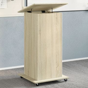 Vidaxl Glasno pulto s kotačima i ladicom Sonoma hrast 55x55x107 cm