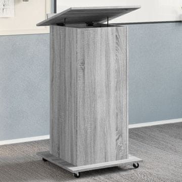 Vidaxl Glasno pulto s kotačićima i ladicom, sivi hrast sonoma, 55x55x107 cm