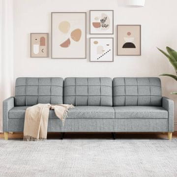 Vidaxl Trosjed Kauč Svijetlo siv 210 cm Presvlaka od tkanine