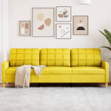 Vidaxl Trosjed Kauč Svijetložute boje 210 cm Presvlaka od tkanine