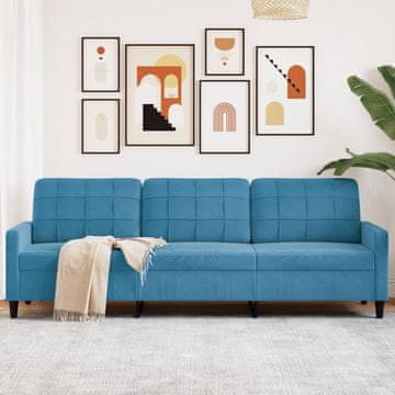 Vidaxl Trosjed Plavi 210 cm Presvučen Baršunom