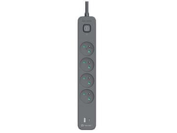 slomart Razdjelnik TRACER Power Line+ mobilni, 1,5m, 4 utičnice + 1x USB-A + 1x USB-C (PD20W)