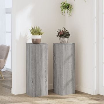 Vidaxl Stalci za biljke, set od 2, sivi hrast sonoma, 25x25x80 cm