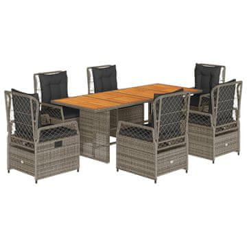 Vidaxl 7-dijelni vrtni blagovaonski set sivi od poliratana