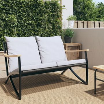 Vidaxl Vrtna klupa s jastucima 120 cm crni čelik
