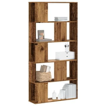 Vidaxl Polica za knjige s 5 razina, antikno drvo, 80,5 x 23,5 x 162,5 cm