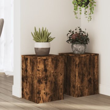 Vidaxl Tanjurići za cvjetne posude, 2 kom, dimljeni hrast, 25x25x35 cm