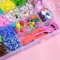 Netscroll Set za izradu narukvica, privjesaka i nakita, kreativni set za djecu, 23 boje gumica, perlice i dodaci, kreativni DIY komplet, RubberBands