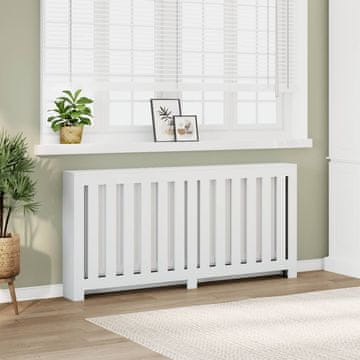 Vidaxl Poklopac za radijator, bijeli, 175x20x82 cm, materijal na bazi drva