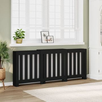Vidaxl Poklopac za radijator crni 205x21,5x83,5 cm