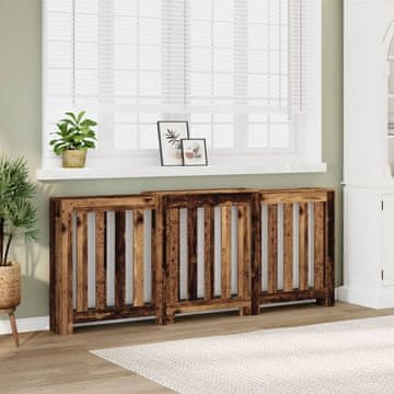 Vidaxl Poklopac za radijator, antikno drvo, 205 x 21,5 x 83,5 cm
