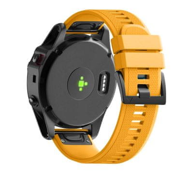 BStrap Silicone Acton remen za Garmin Fenix 5 / 6 / 6 Pro / 7 / 8 47mm / E, yellow amber