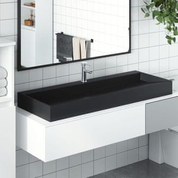 Vidaxl Umivaonik, 120x46x11 cm, mineralni/mramorni kompozit, mat crna