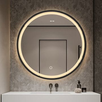 S6 Steklarstvo Šest LED ogledalo S614B, sa crnim okvirom, fi 70cm