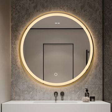 S6 Steklarstvo Šest Kupaonsko LED ogledalo S614A, sa zlatnim okvirom, fi 70cm