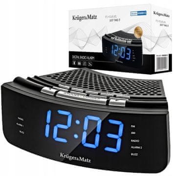 Krüger&Matz Moderna LCD elektronička FM radio budilica AUX crna