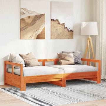 Vidaxl Dnevni krevet bez madraca, smeđa boja voska, 80x200 cm, bor