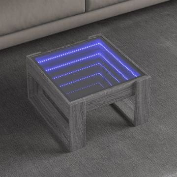 Vidaxl Infinity stolić za kavu s LED rasvjetom, sivi hrast sonoma, 50x53x30 cm