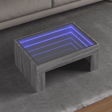 Vidaxl Infinity stolić za kavu s LED rasvjetom, sivi hrast sonoma, 70x50x30 cm