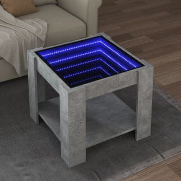 Vidaxl Klub stolić s LED rasvjetom, betonsko siva, 53x53x45 cm