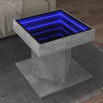 Vidaxl Klub stolić s LED rasvjetom, betonsko siva, 50x50x45 cm