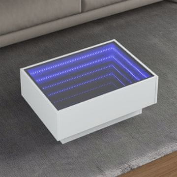 Vidaxl Klub stolić s LED rasvjetom, bijeli, 70x50x30 cm, materijal na bazi drva