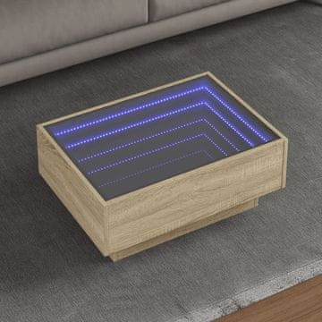 Vidaxl Klub stolić s LED rasvjetom, Sonoma hrast, 70x50x30 cm