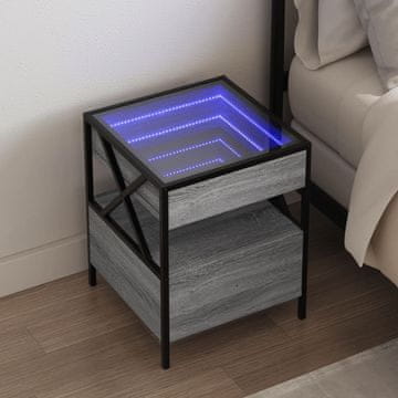 Vidaxl Infinity stolić za kavu s LED rasvjetom, sivi hrast sonoma, 40x40x51 cm