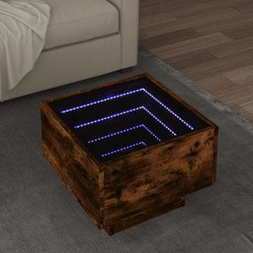 Vidaxl Pomoćni stolić s LED rasvjetom, dimljeni hrast, 40x40x30 cm