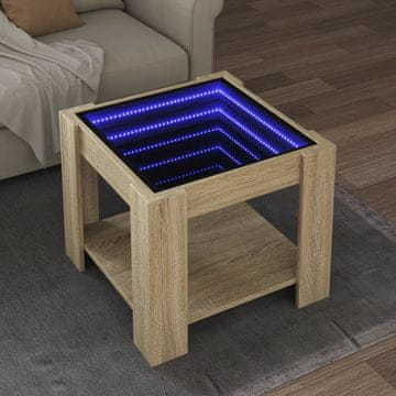 Vidaxl Klub stolić s LED rasvjetom, Sonoma hrast, 53x53x45 cm