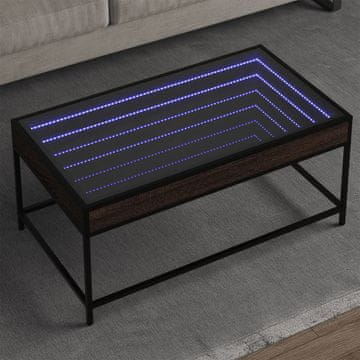 Vidaxl Infinity stolić za kavu s LED rasvjetom, smeđi hrast, 90x50x41 cm